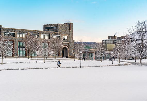 An image of Marist campus in winter